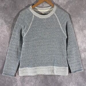 Faherty Sweatshirt Womens Medium Blue White Herringbone Raglan Pullover WKS2124
